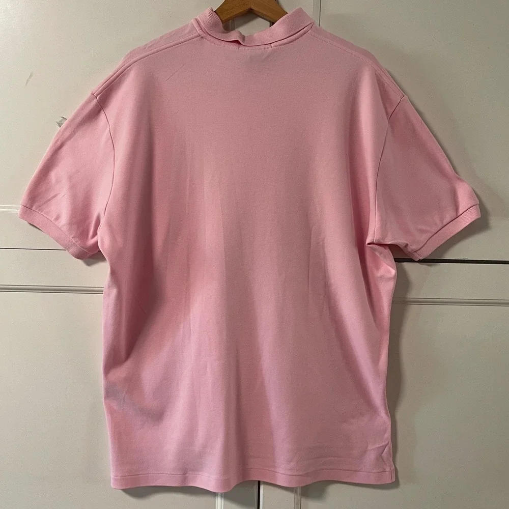 Polo Ralph Lauren Mens Pink Short Sleeve Pique Polo Shirt Size Large Navy Pony
